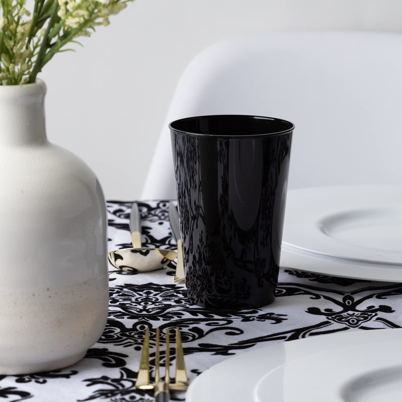 PLASTICPRO Disposable 12 oz Black Plastic Tumblers for Party's &