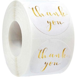 500Pcs White Round Thank You Stickers Foil Seal Labels Wedding Envelope Handmade Thank You Stickers for Packaging Small Business Labels and Stickers