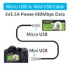 Micro USB to Mini USB Charging Data Cable, 0.5M/1.5FT USB