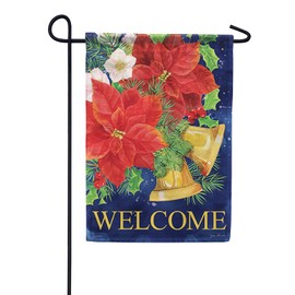 Carson Garden Flag - Poinsettia Bells, 12.5 x 18 inch Double Sided Outdoor Yard Decorative Flag
