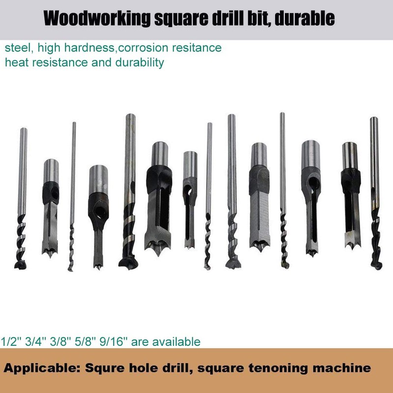 SaferCCTV 6Pcs Wood Square Hole Drill Bits Mortising Chisel Set,