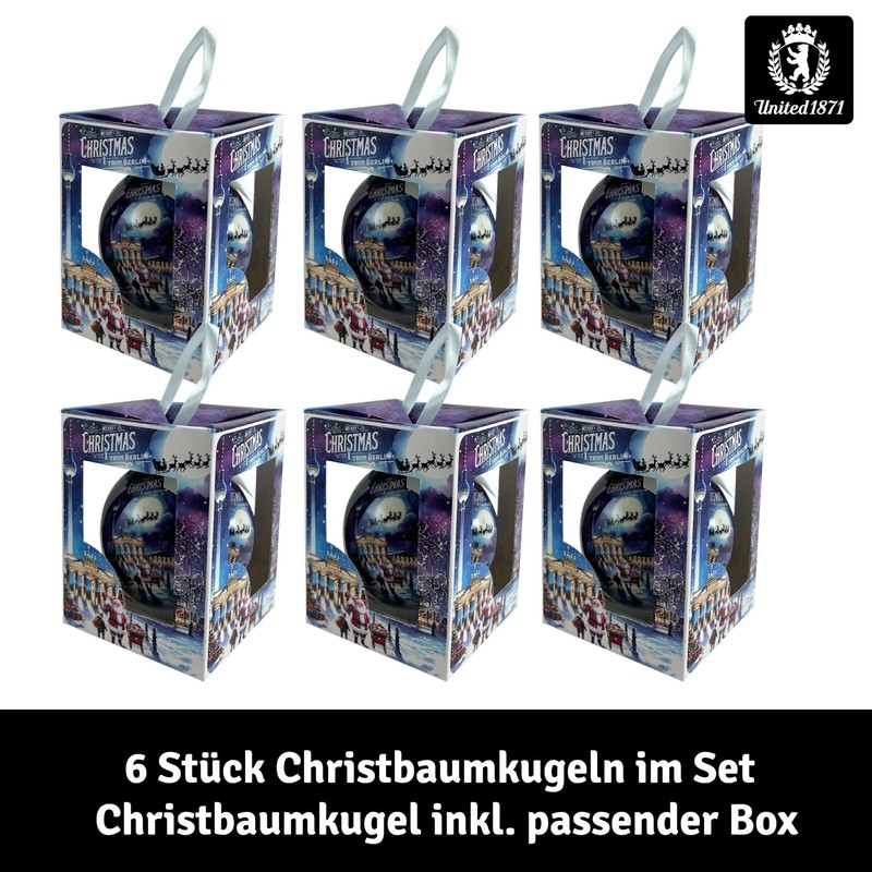 United1871 Berlin Souvenirs, Berlin Christmas Baubles (Set of 6) Christmas