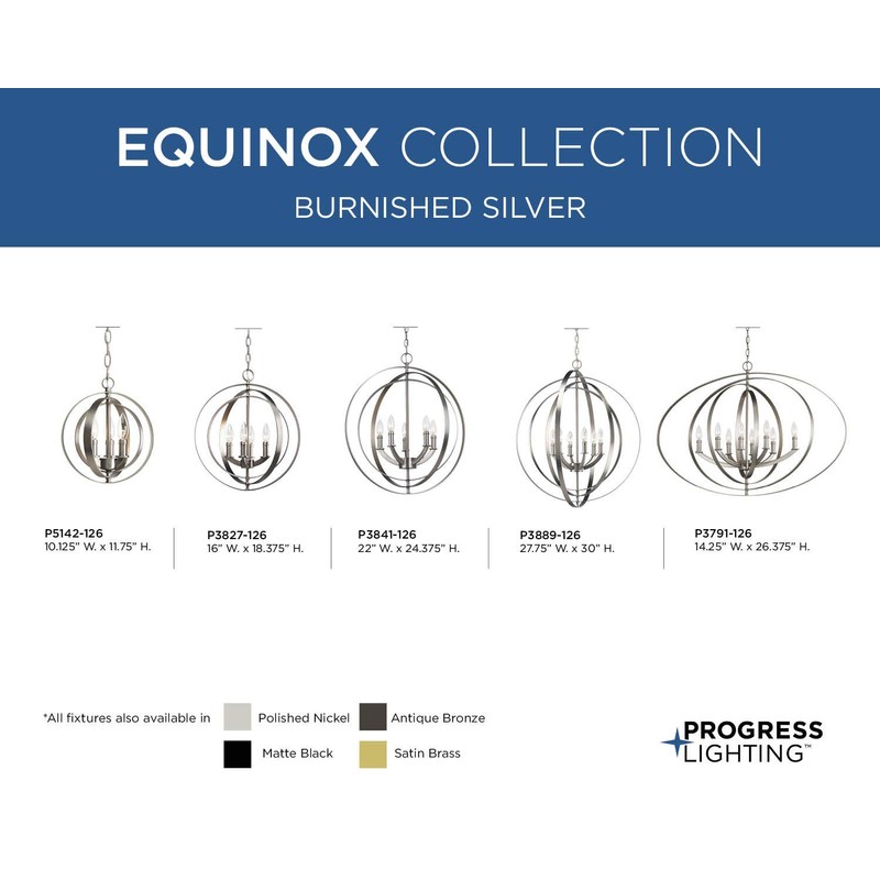 Progress Lighting P5142-126 Pendants, Burnished Silver