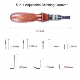 Citian 7pcs Pro Adjustable Leather Stitching Groover, Leather Edge Bevelers, DIY Leathercraft Working Tools, Sew Crease Leather Carving Cutting Edging Tools, Leather Grooving Tool