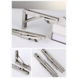 Folding Shelf Brackets with Install Screws, Heavy Duty Stainless Steel 304 Collapsible Shelf Bracket, Wall Mounted Triangle Brackets for DIY Table Work Bench, Max Load 300 lb (12", 2 Pieces)