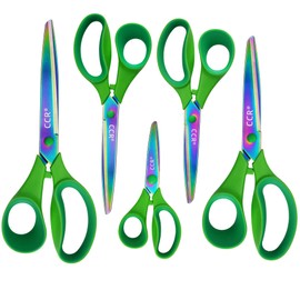 CCR Scissors,Multi-Purpose Scissors Set Coloured Titanium Plated with Sharp Stainless Steel Blades,Comfort Grip Handles,Sturdy for School Home Office Art Craft Sewing Tailor Heavy Duty,5 Pack