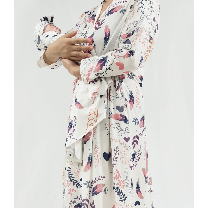 SUFEINI Maternity Robe with Matching Swaddle Set, Mommy Me Swaddle
