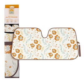 C&C Orange Floral Car Windshield Sun Shade - Sun Visor Sunshade for Car Windshield - Window Shades for Cars, SUV & Truck - Dash Cover UV Protection for Front Window Shade Accessories - 57" x 27"