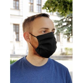 Fashion Face Mask, Handmade, Reusable, Washable, 100% Cotton, Plain Black