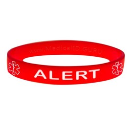 Medical Alert ID Bracelet Wristband - Red - 7 Inches - Youth