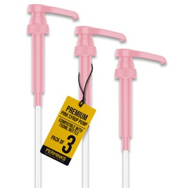PERMINKS Premium Syrup Pump Compatible with Torani 750 ml Bottle, Davinci Syrups - No Spill, No Clog Syrup Pump Dispenser for Vanilla, Snow Cone, Blueberry, Coffee Flavoring & More (Pack of 3, Pink)