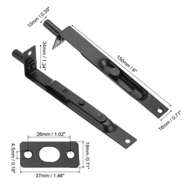 PATIKIL Flush Bolt 6" x 0.71", Stainless Steel French Door Lock Concealed Slide Double Door Latch for Wood Composite Double Door, Black