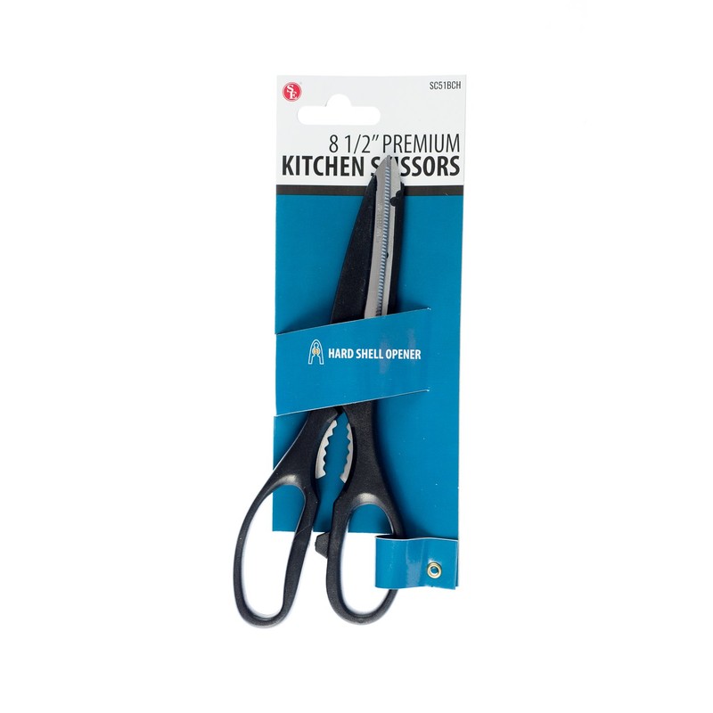 SE 8-1/2" Stainless Steel Black Kitchen Shears - SC51BCH