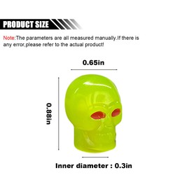 4PCS Skull Luminous Car Tire Valve Stem Caps, Fluorescent Tire Pressure Caps, Glow in The Dark Corrosion Resistant Tire Air Valves Stem Caps, Suitable for Car, SUV, Truck, Motorcycle (Yellow)
