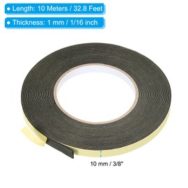 PATIKIL 10m/33ft Sealing Foam Tape, 3Rolls Single Sided Weather Stripping Door Seal Strip for Window Door Insulation, Black (3/8In x 1/16In x 33Ft)