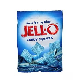 Jell-O Gummi Candy, Sour Berry Blue Squares, 4.5 Ounce Bag