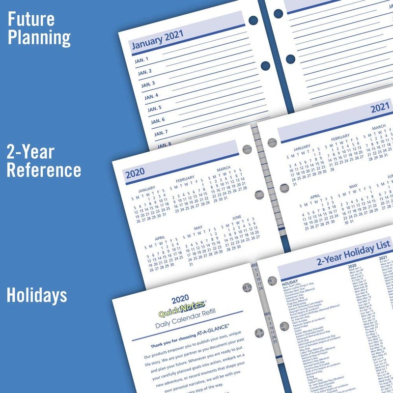 AT-A-GLANCE 2020 Daily Desk Calendar Refill, QuickNotes, 3-1/2" x 6",