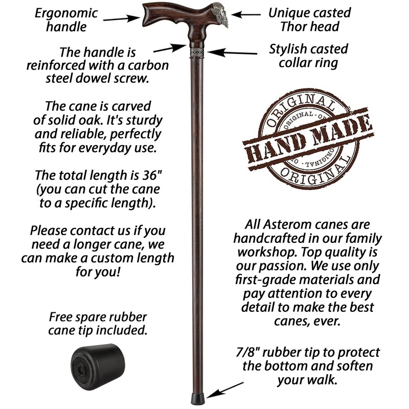 Asterom Cane - Handmade Viking Walking Cane - Canes for