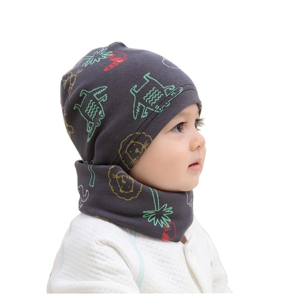 MAKFORT Children's Loop with Beanie Hat, Baby Scarves, Cotton Scarves,