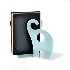 Itian Cartoon Elephant Shape Nonskid Metal Bookends, Metal Office Desk Bookends Art Bookend Book Organizer, Books Holder Desk Organizer for Kids