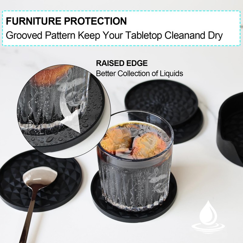 YUGUARD Silicone Coasters Set for Table [6 Pack] - Cup