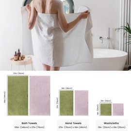 SEMAXE 6-Piece Mixed Color Towel Set (Green, Purple) - 100% Cotton, Lightweight, Absorbent, Quick-Drying Bathroom Towel, Ideal for Couples and Gifts, Bath Towel, Hand Towel, and Washcloth Per Color
