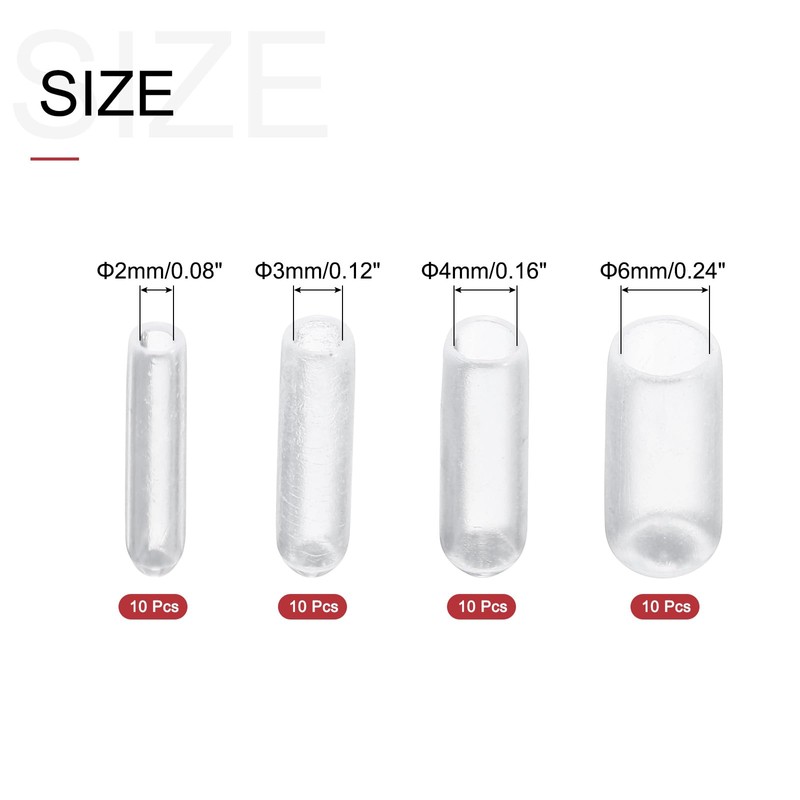 sourcing map 40pcs Round Rubber End Caps Protective Caps 2mm