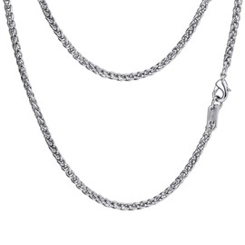 PROSTEEL Mens Necklace Chain 3mm Stainless Steel Chain Spiga Wheat Link Chain