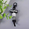 Lemua Black Mom Keychain Silicone Beaded Mama Keychain Checkered Accessories