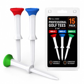 Full Choice Soft Rubber Head Golf Tees 3-1/4'',15 Pack Step Golf Tees,Fixed Height Training Tees for Beginners,Durable Golf Tees,Wide Tops for Stable Ball Support