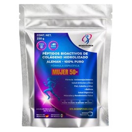 Péptidos Bioactivos de Colágeno Hidrolizado Mujer +50 años 250 gramos | Fórmula Alemana Antienvejecimiento + Belleza y Movilidad | 95% de Biodisponibi