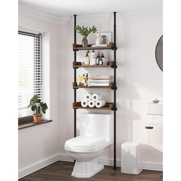 ALLZONE Bathroom Organizer, Over The Toilet Storage, 4-Tier Adjustable Wood