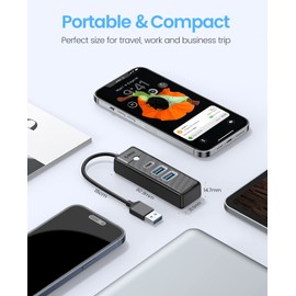 ORICO USB C Hub 3 Ports USB 3.1 Type C to USB 3.0 Hub Adapter with 2 USB A, 1 Type C for Laptop, Mobile Phone, Tablet with 0.5ft Cable, Compatible with Mac OS 10.X and Above, Linux, Android