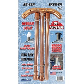 Sewer Skewer XL Vent Defroster for Sewer Pipes & Roof Vents, Copper Tee, Made in USA