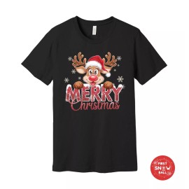 Reindeer Merry Christmas T-Shirt – Cute Holiday Graphic Tee, Unisex Cotton Xmas