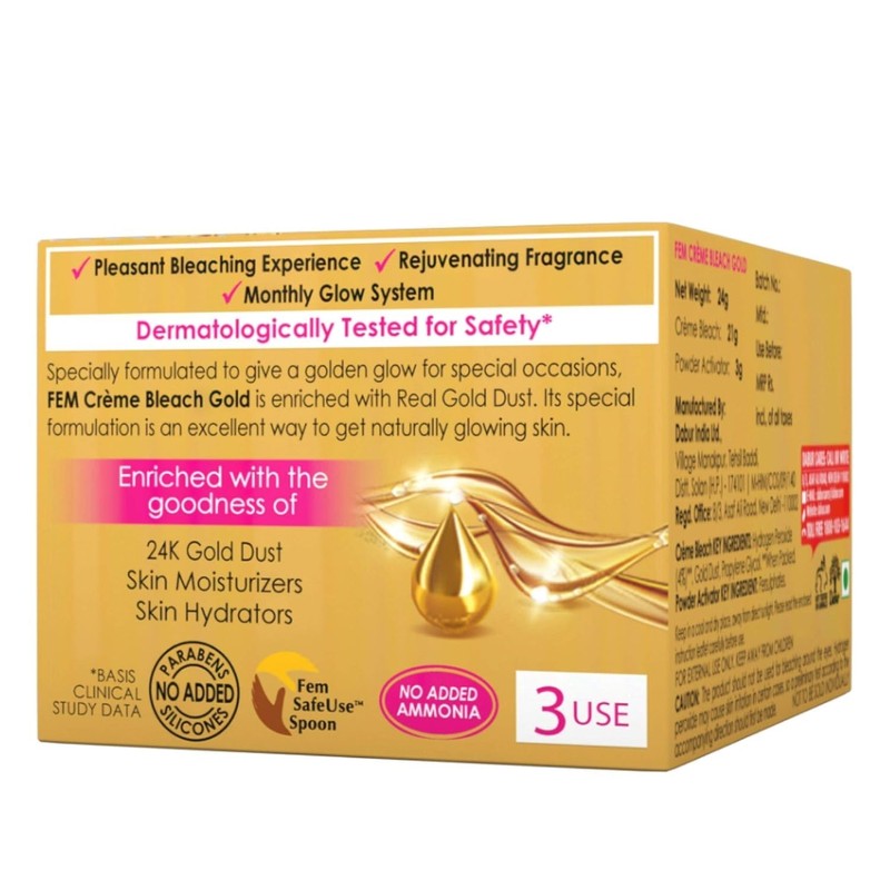 Fem Gold Cream Bleach Fairness Naturals Skin with 24K Gold