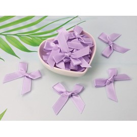 Shapenty 1cm Wide Mini Satin Ribbon Bows Flowers Bowknot Bulk for Sewing Dress Craft Project Scrapbooking Wedding Birthday Christmas Ornament Gift Decor Wrapping, 4x4cm, 40PCS (Light Purple)