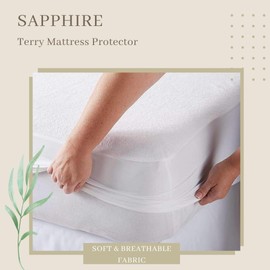 Terry Towel 100% Waterproof Mattress Protector,Extra Deep 38cm Fitted Skirt Anti Allergy Mattress Topper Mattress Cover ((Single 90x190cm))