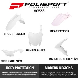 Polisport Full Plastic Kit for Honda CRF110 (2013-2018) OEM Quality Restyling Kit with Superior Fit, Flexibility, and Durability (White)
