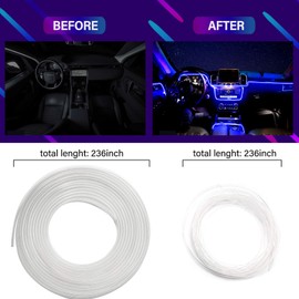 LIGHEID Car LED Interior Strip Light, 16 Million Colors 5 in 1 with 236 inches Fiber Optic, Multicolor RGB Sound Active Automobile Atmosphere Ambient Lighting Kit - Wireless Bluetooth APP Control