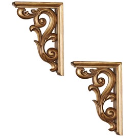 Scrolling Astrella Traditional Aged Gold Corbel Bracket Pair | Victorian Style Decor