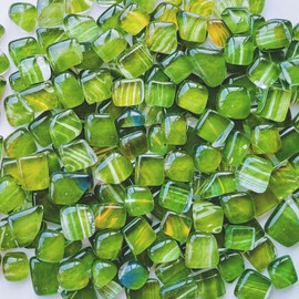AONUOAO 1.1LB Green Irregular Crystal Glass Mosaic Tiles for Crafts, Mosaic Tiles for Crafts Bulk, Mosaic Pieces for Crafts, Mosaic Making Supplies