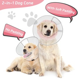 Supet Dog Cone Collar to Stop Licking with Soft Pad, Clear Elizabeth Recovery Collar after Surgery, Neutering, Injury, Pet Head Cone Alternative for Large, Medium, Small Dogs (Pink,XS)
