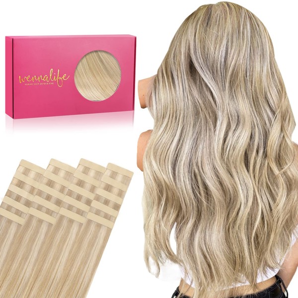 WENNALIFE Tape in Hair Extensions for Women, 20pcs 50g 22