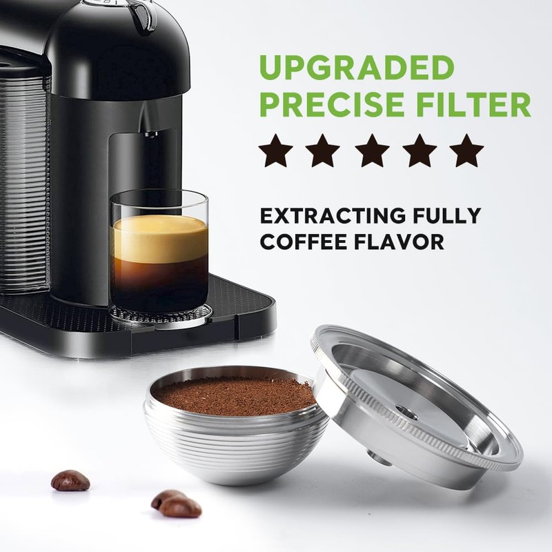 Stainless Steel Reusable NespressoV ertuo Pod Compatible with GCA1, BENFUCHEN