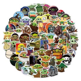100pcs Baby Yoda Stickers, Waterproof Mandalorian Stickers Decals for Water Bottles Luggage Skateboard, Cartoon Sticker Gift for Kids Teens Adults