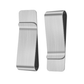 AORHOFJ Pack of 2 Banknote Holder, Stainless Steel Banknote Holder, Silver, Portable Metal Banknote Holder for Cash, Banknotes, Cards, Documents, Business Cards, Credit Cards