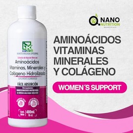 Aminoácidos, Vitaminas, Minerales y Colágeno con Extracto de Hoja de Olivo | Nanotecnología Liposomal | Suplemento de Fácil Absorción 480 Ml | Nanonut