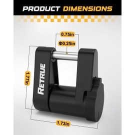 RETRUE Trailer Tongue Coupler Lock with Cap, Trailer Hitch Lock, Dia 1/4 Inch, 3/4 Inch Span for Tow Boat RV Truck Car's Coupler, Black and Silver