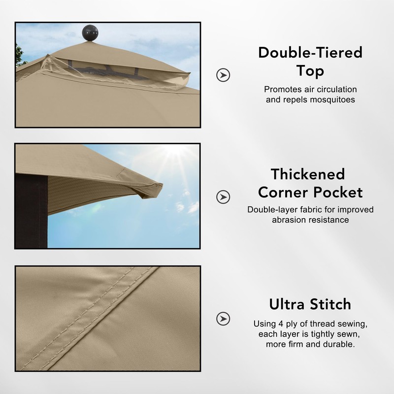 MASTERCANOPY Replacement Canopy Top for Lowe's Allen Roth 10x12 Gazebo